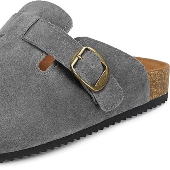 Leather Mules Unisex Cork Footbed Sandals with Arch Support (42) - Picture 4 of 9